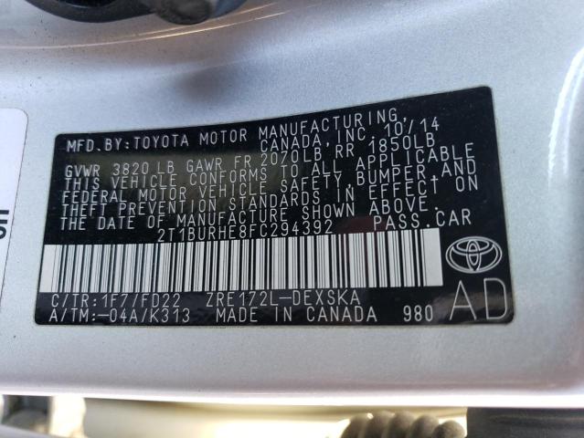 Photo 13 from auction – 2015 TOYOTA COROLLA L with VIN 2T1BURHE8FC294392