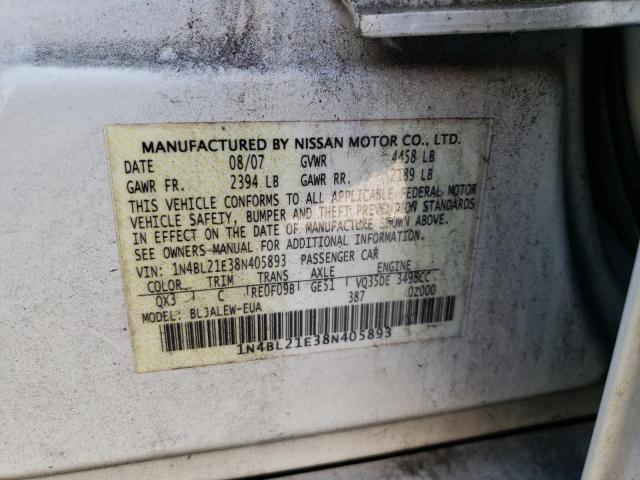 Photo 12 from auction – 2008 NISSAN ALTIMA 3.5 with VIN 1N4BL21E38N405893