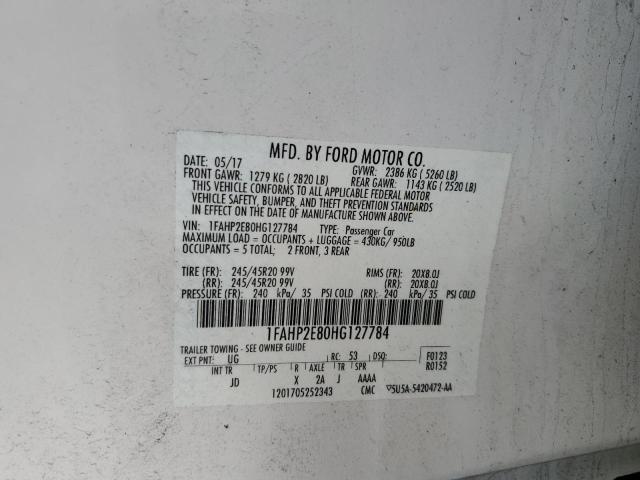 Photo 13 from auction – 2017 FORD TAURUS SEL with VIN 1FAHP2E80HG127784