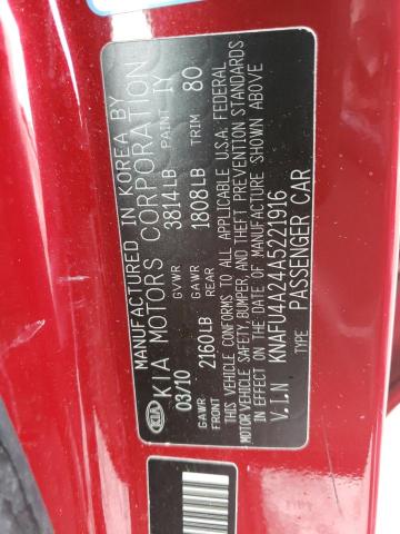 Photo 13 from auction – 2010 KIA FORTE EX with VIN KNAFU4A24A5221916