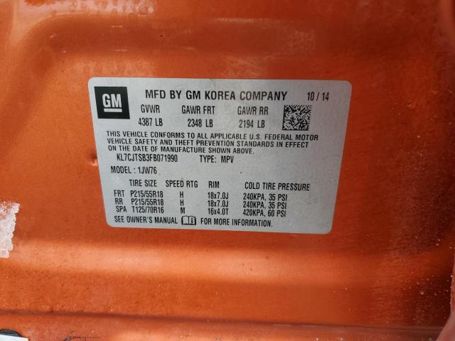 Photo 14 from auction – 2015 CHEVROLET TRAX LTZ with VIN KL7CJTSB3FB071990
