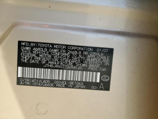 Zdjęcie 12 z aukcji – 2007 LEXUS ES 350 z VIN JTHBJ46G772094120