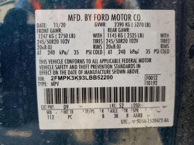 Photo 14 from auction – 2020 FORD EDGE TITAN with VIN 2FMPK3K93LBB52200