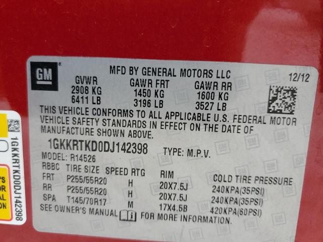 Photo 14 from auction – 2013 GMC ACADIA DEN with VIN 1GKKRTKD0DJ142398