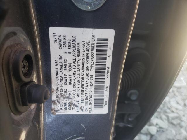 Photo 13 from auction – 2017 HONDA CIVIC LX with VIN 2HGFC2F51HH571716