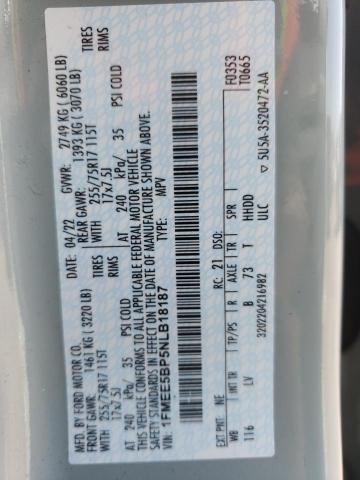 Photo 14 from auction – 2022 FORD BRONCO BAS with VIN 1FMEE5BP5NLB18187