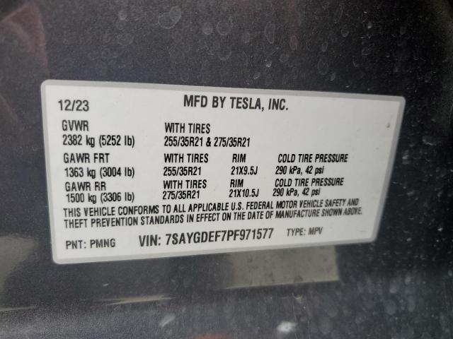 Photo 12 from auction – 2023 TESLA MODEL Y with VIN 7SAYGDEF7PF971577