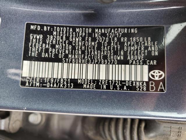 Photo 12 from auction – 2018 TOYOTA COROLLA L with VIN 5YFBURHE3JP789270