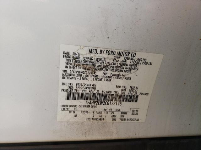 Photo 14 from auction – 2012 FORD TAURUS SEL with VIN 1FAHP2EW2CG123145