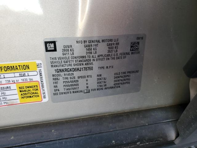 Photo 12 from auction – 2017 CHEVROLET TRAVERSE L with VIN 1GNKRGKD6HJ178760