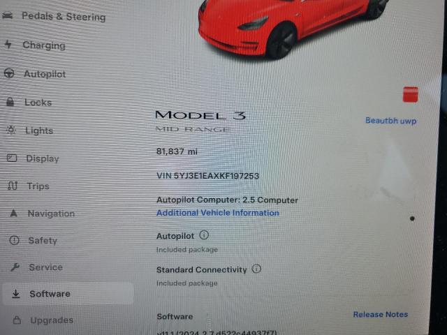 Photo 9 from auction – 2019 TESLA MODEL 3 with VIN 5YJ3E1EAXKF197253