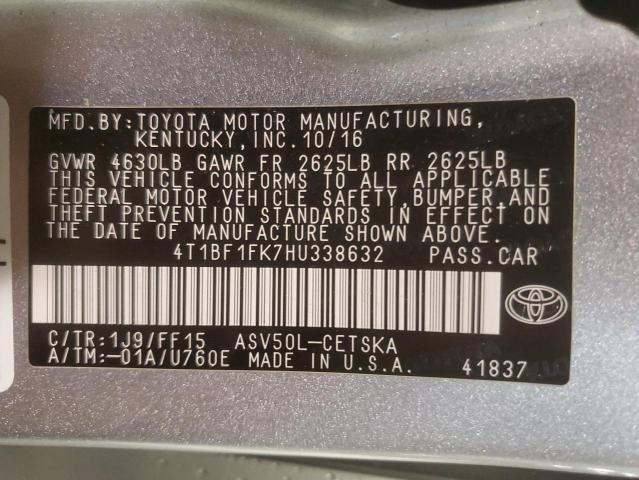 Photo 12 from auction – 2017 TOYOTA CAMRY XSE with VIN 4T1BF1FK7HU338632