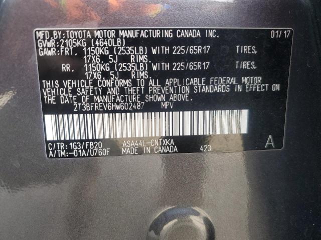 Photo 14 from auction – 2017 TOYOTA RAV4 LE with VIN 2T3BFREV6HW602487