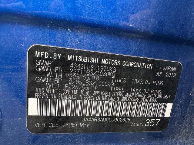 Photo 10 from auction – 2020 MITSUBISHI OUTLANDER with VIN JA4AR3AU0L U00262