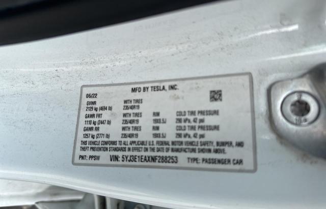 Photo 10 from auction – 2022 TESLA MODEL 3 with VIN 5YJ3E1EAXNF288253