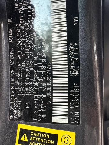 Photo 10 from auction – 2012 TOYOTA HIGHLANDER with VIN 5TDDK3EH9CS174273