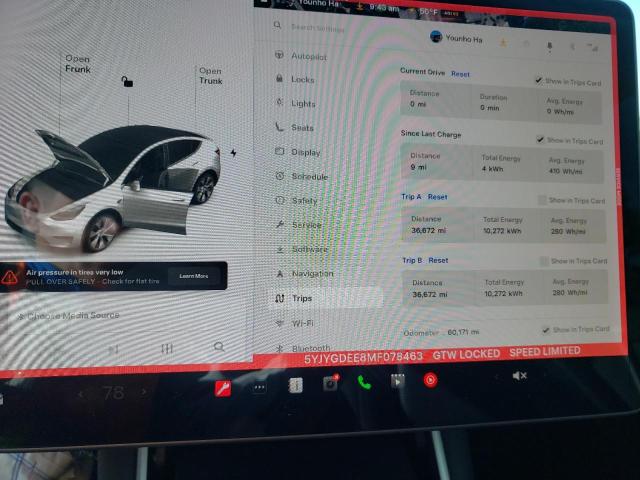 Photo 9 from auction – 2021 TESLA MODEL Y with VIN 5YJYGDEE8MF078463