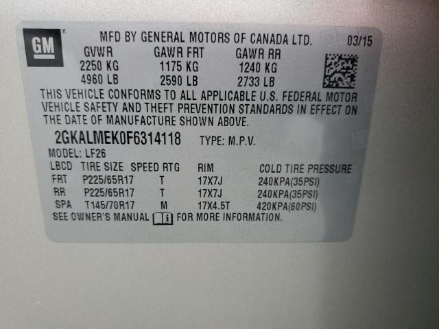 Photo 14 from auction – 2015 GMC TERRAIN SL with VIN 2GKALMEK0F6314118
