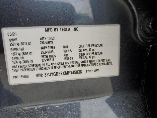 Photo 14 from auction – 2021 TESLA MODEL Y with VIN 5YJYGDEEXMF145838