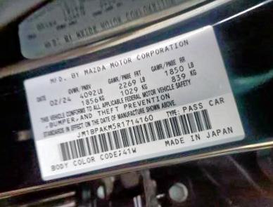 Photo 10 from auction – 2024 MAZDA 3 SELECT S with VIN JM1BPAKM5R1714160