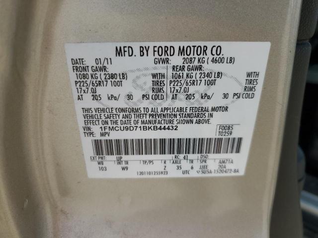 Photo 14 from auction – 2011 FORD ESCAPE XLT with VIN 1FMCU9D71BKB44432