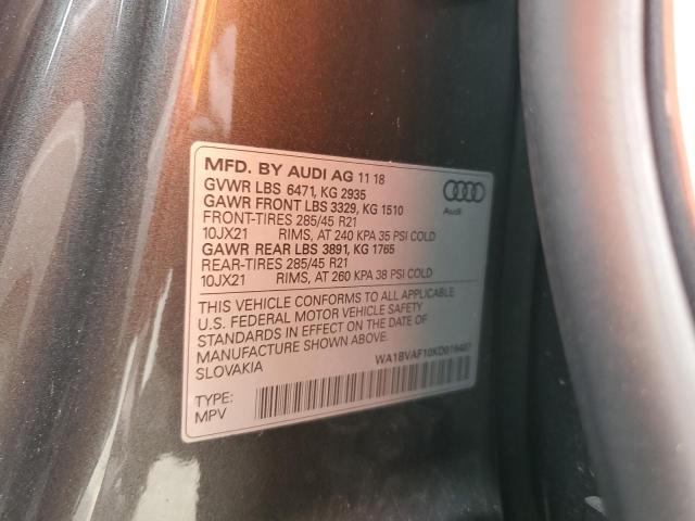 Photo 14 from auction – 2019 AUDI Q8 PREMIUM with VIN WA1BVAF10KD018407