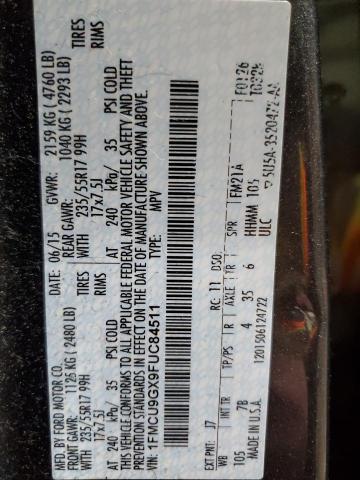 Photo 14 from auction – 2015 FORD ESCAPE SE with VIN 1FMCU9GX9FUC84511