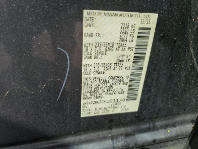 Photo 14 from auction – 2016 NISSAN MURANO S with VIN 5N1AZ2MG5GN101170