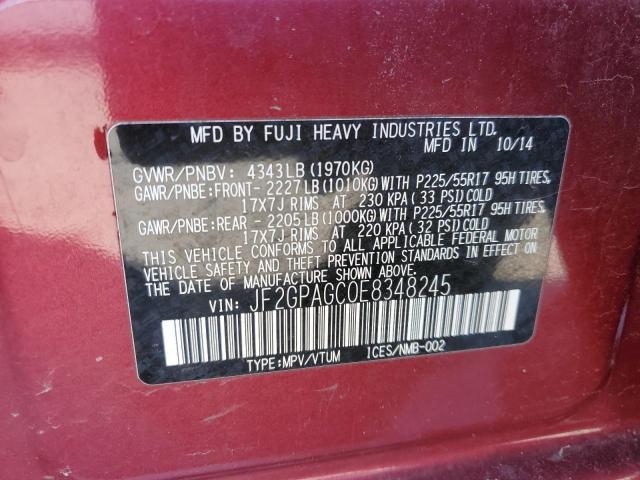 Photo 14 from auction – 2014 SUBARU XV CROSSTR with VIN JF2GPAGC0E8348245