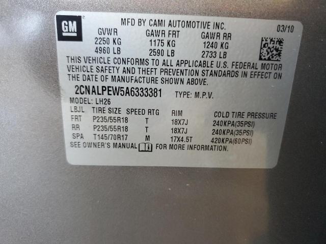 Photo 14 from auction – 2010 CHEVROLET EQUINOX LT with VIN 2CNALPEW5A6333381
