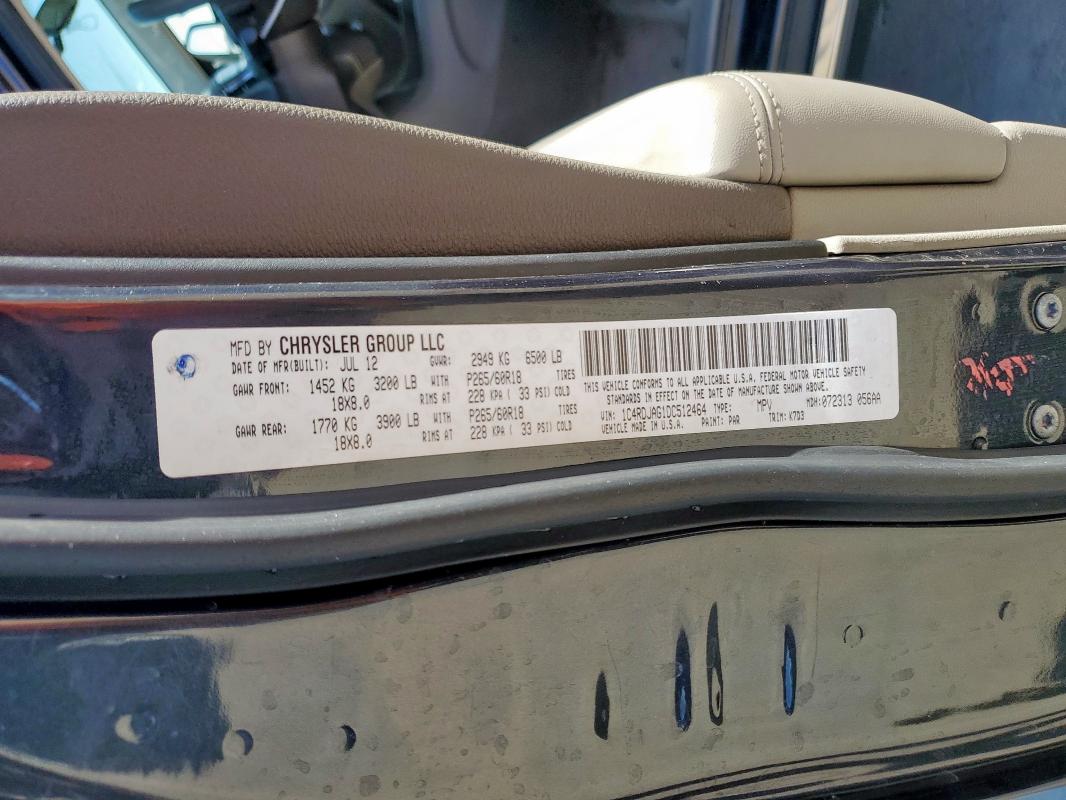 Photo 14 from auction – 2013 DODGE DURANGO SX with VIN 1C4RDJAG1DC512464