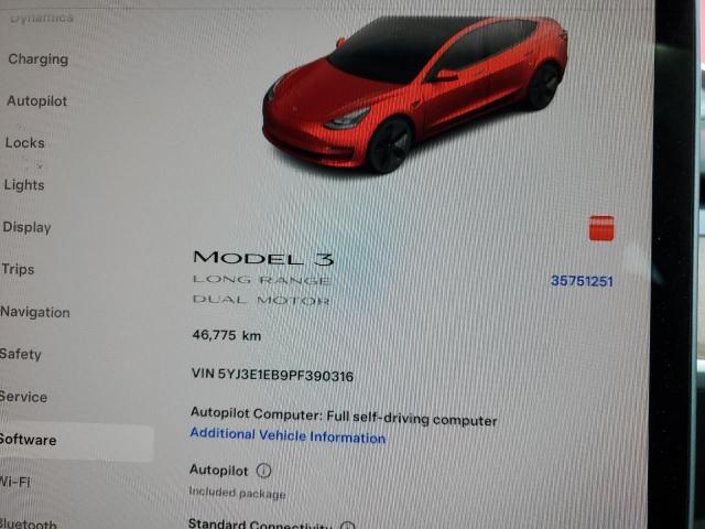 Photo 9 from auction – 2023 TESLA MODEL 3 with VIN 5YJ3E1EB9PF390316