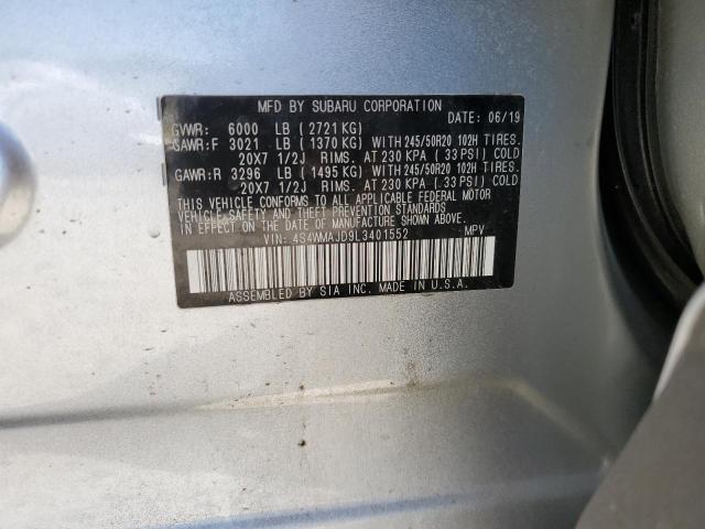 Photo 14 from auction – 2020 SUBARU ASCENT LIM with VIN 4S4WMAJD9L3401552