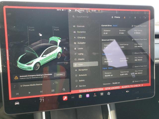 Photo 9 from auction – 2017 TESLA MODEL 3 with VIN 5YJ3E1EA8HF001299