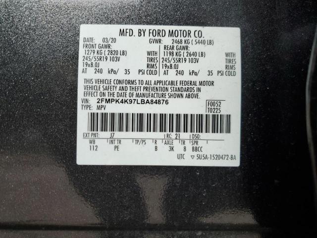 Photo 14 from auction – 2020 FORD EDGE TITAN with VIN 2FMPK4K97LBA84876