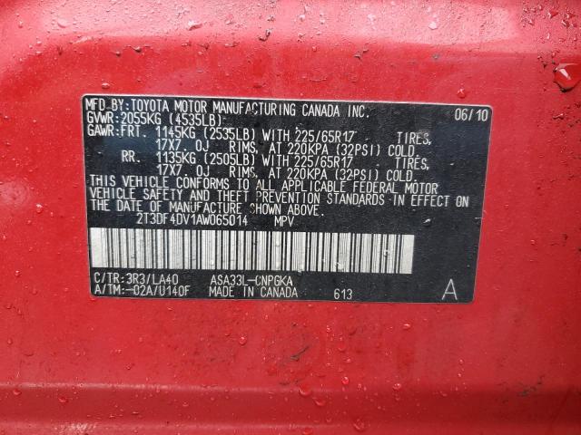Photo 14 from auction – 2010 TOYOTA RAV4 LIMIT with VIN 2T3DF4DV1AW065014