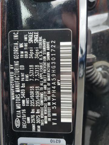 Photo 14 from auction – 2017 KIA SORENTO EX with VIN 5XYPH4A59HG301722