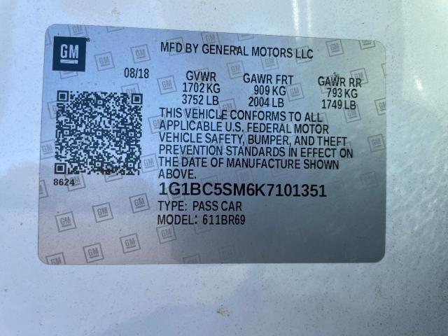 Photo 10 from auction – 2019 CHEVROLET CRUZE LS with VIN 1G1BC5SM6K7101351