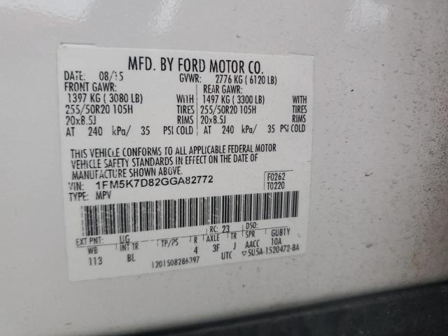 Photo 14 from auction – 2016 FORD EXPLORER X with VIN 1FM5K7D82GGA82772