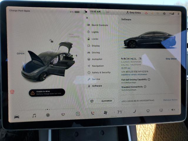Photo 9 from auction – 2019 TESLA MODEL 3 with VIN 5YJ3E1EB7KF421376