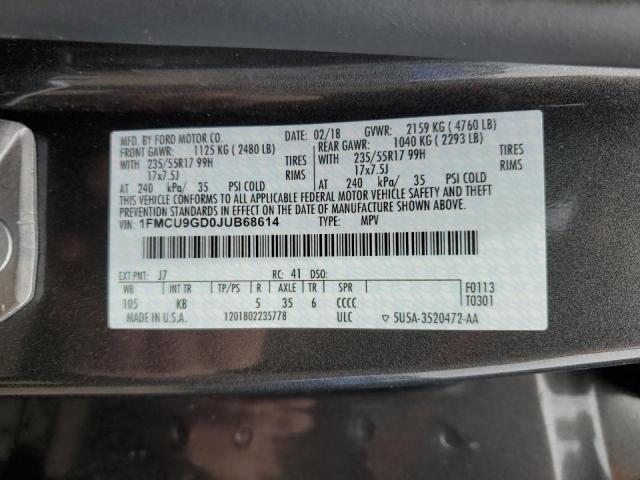 Photo 14 from auction – 2018 FORD ESCAPE SE with VIN 1FMCU9GD0JUB68614