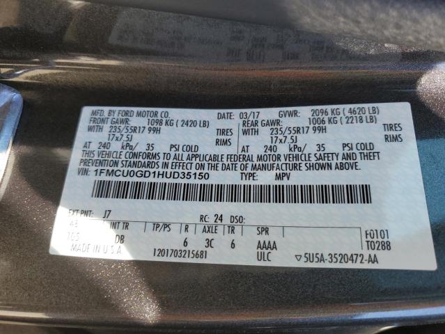 Photo 14 from auction – 2017 FORD ESCAPE SE with VIN 1FMCU0GD1HUD35150