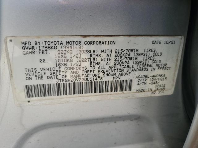 Photo 14 from auction – 2002 TOYOTA RAV4 with VIN JTEGH20V220051478