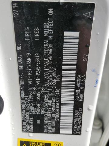 Photo 14 from auction – 2015 TOYOTA HIGHLANDER with VIN 5TDDCRFH5FS009440