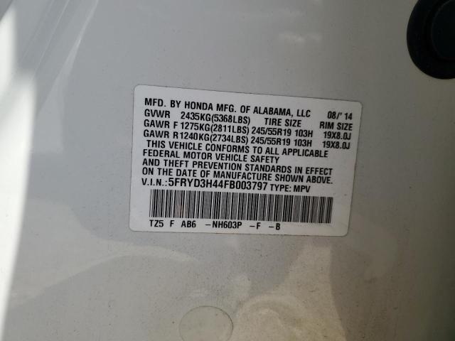 Photo 14 from auction – 2015 ACURA MDX TECHNO with VIN 5FRYD3H44FB003797