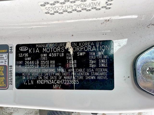 Photo 10 from auction – 2017 KIA SPORTAGE E with VIN KNDPN3AC4H7233635