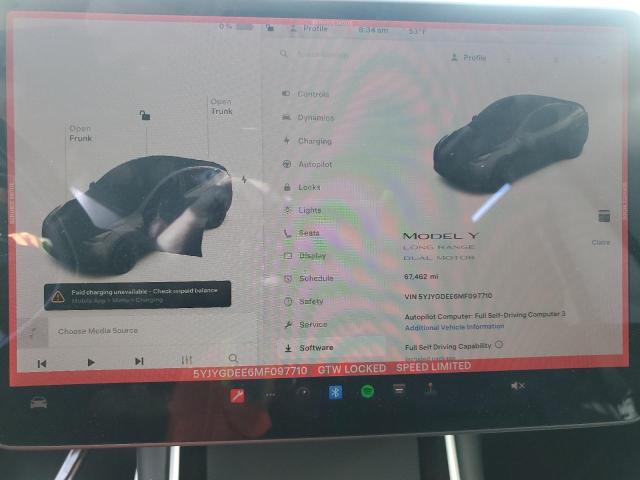 Photo 9 from auction – 2021 TESLA MODEL Y with VIN 5YJYGDEE6MF097710