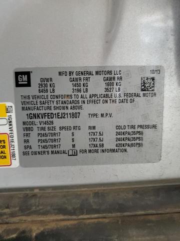 Photo 14 from auction – 2014 CHEVROLET TRAVERSE L with VIN 1GNKVFED1EJ211807