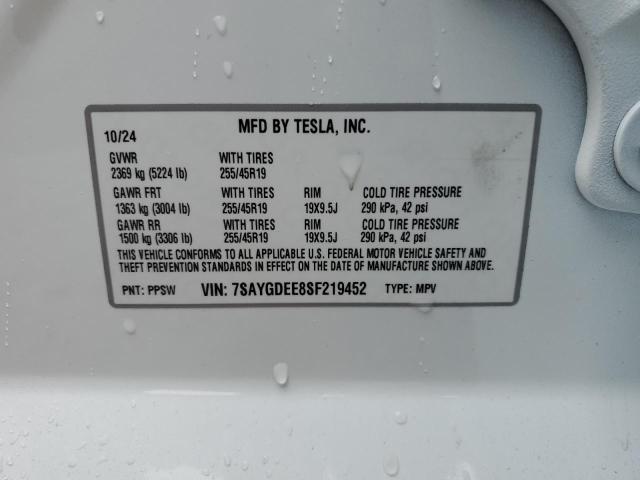 Photo 14 from auction – 2025 TESLA MODEL Y with VIN 7SAYGDEE8SF219452