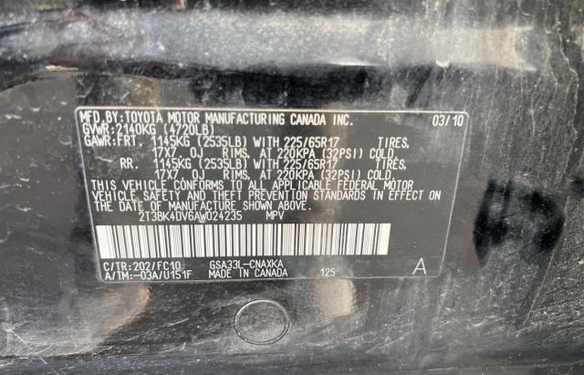 Photo 10 from auction – 2010 TOYOTA RAV4 with VIN 2T3BK4DV6AW024235